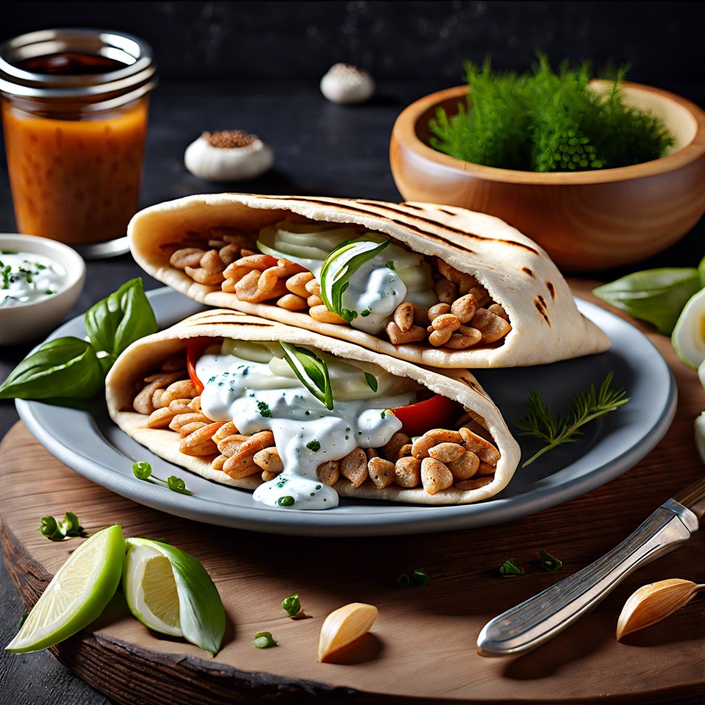 whole grain pita with tzatziki sauce