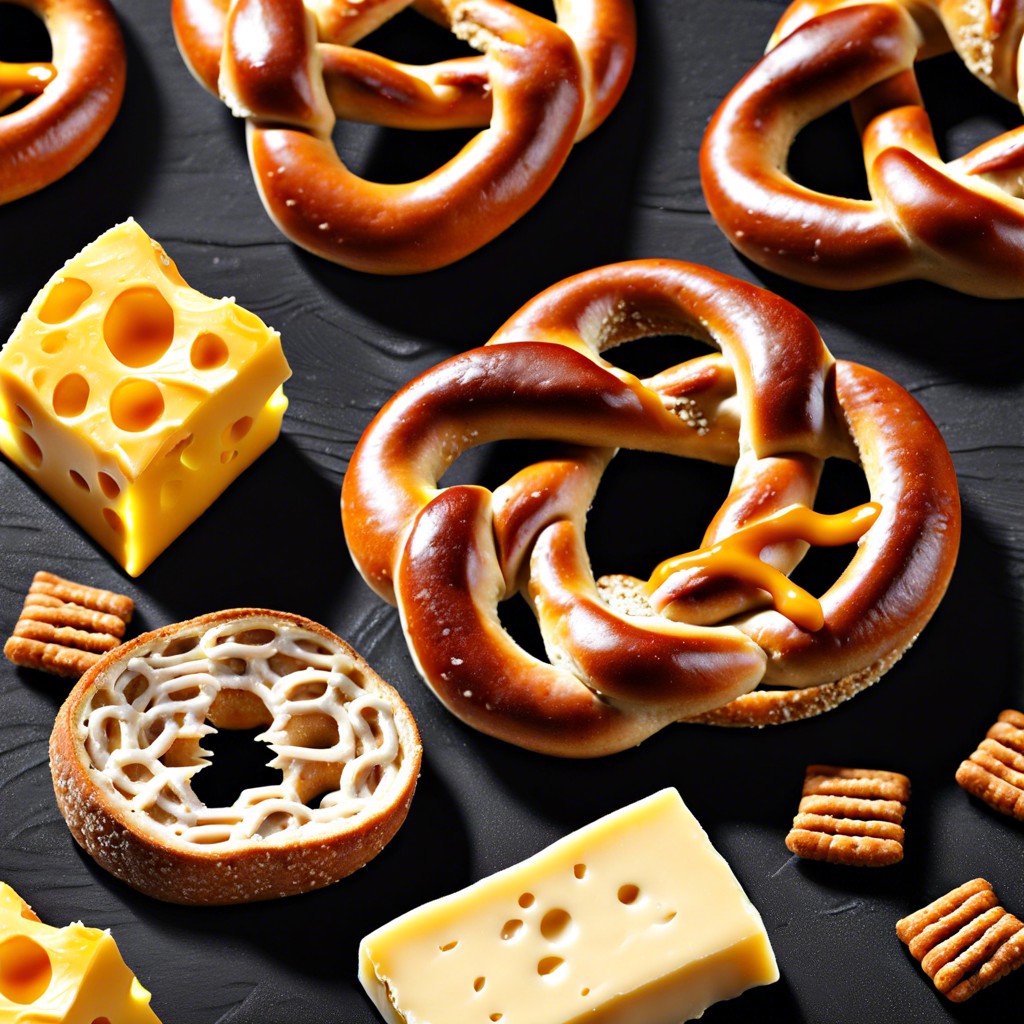 whole wheat pretzels and cheese cubes