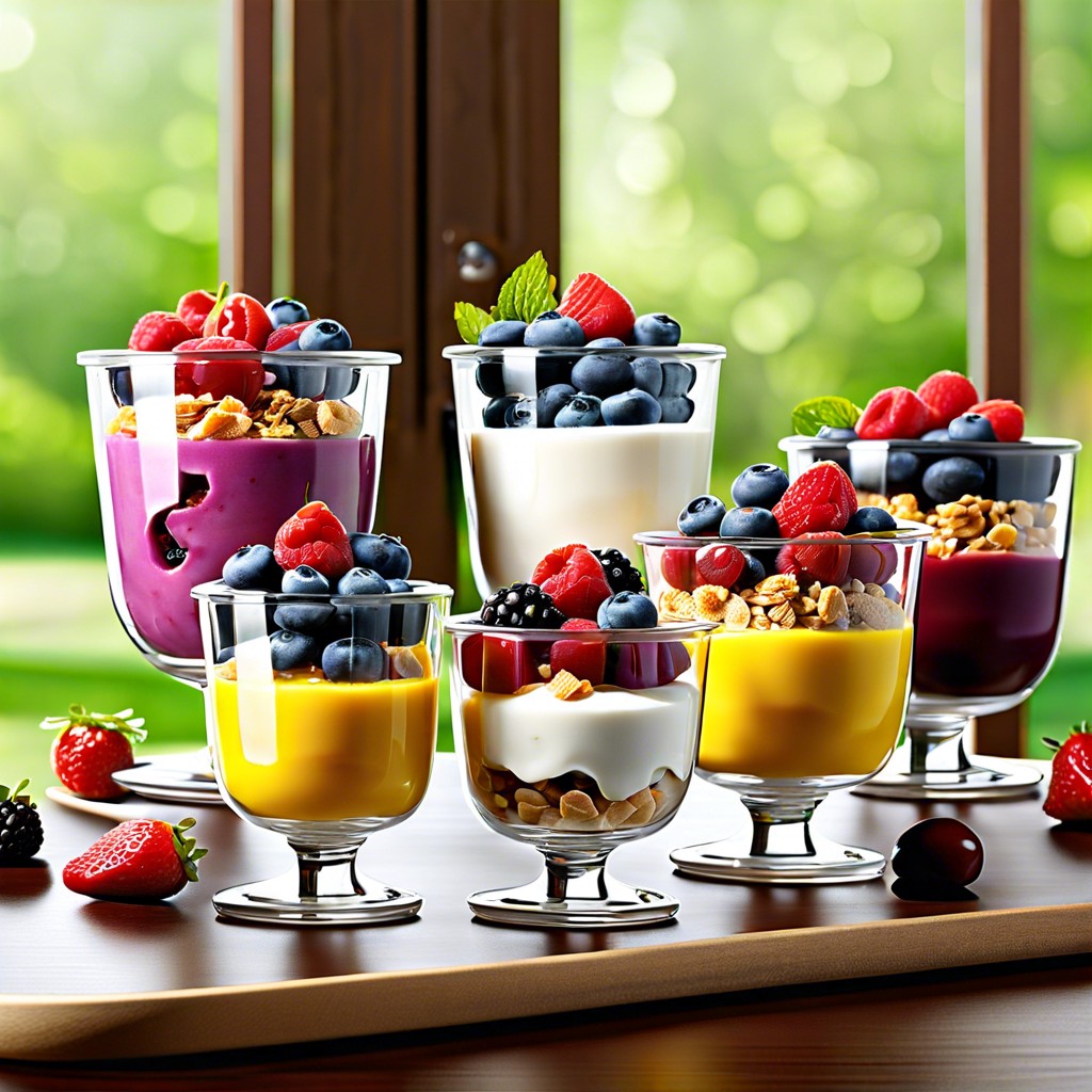 yogurt parfait station with granola honey and fresh fruits