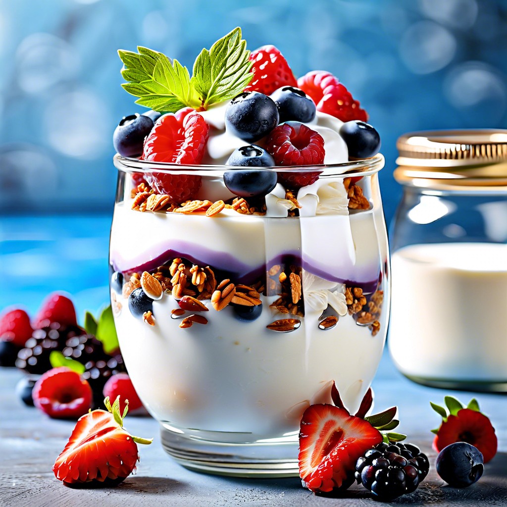 yogurt parfait with granola and fresh berries