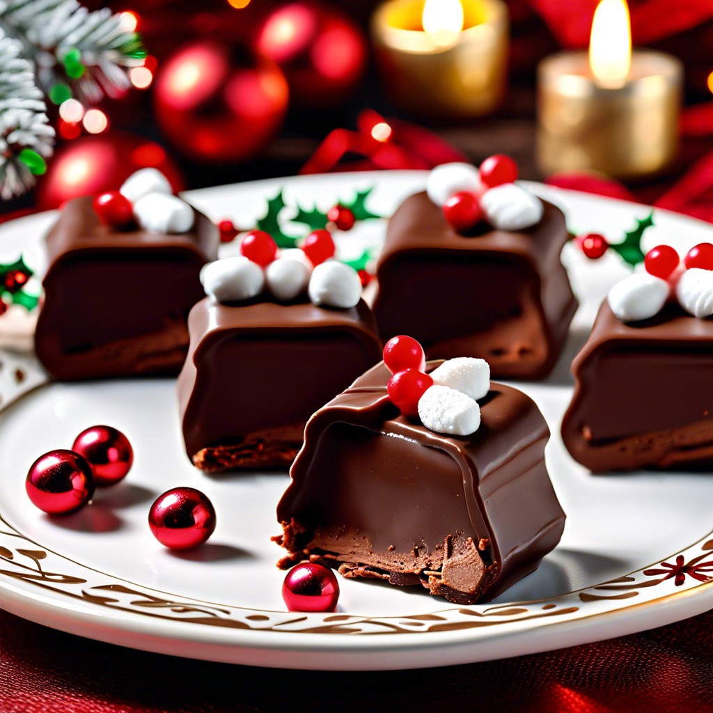 yule log chocolate bites