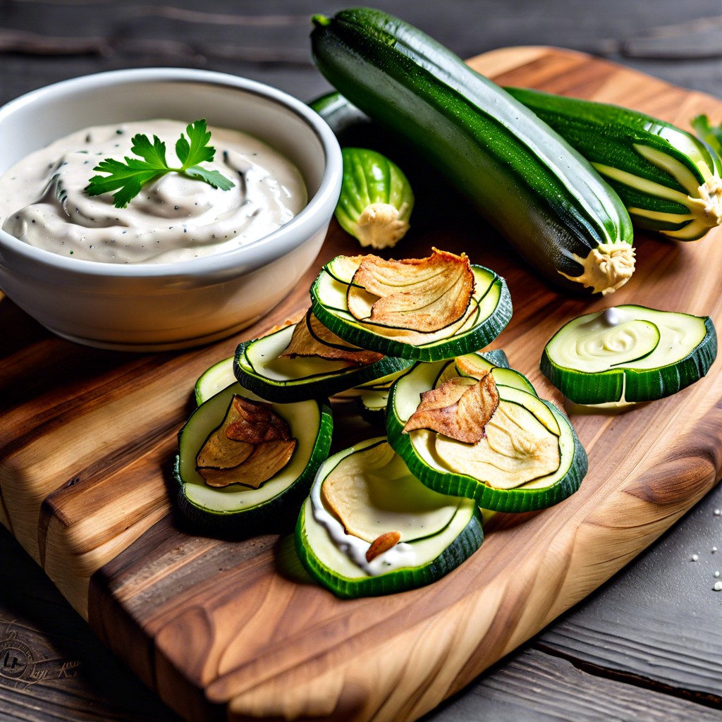 zucchini chips with vegan ranch dip