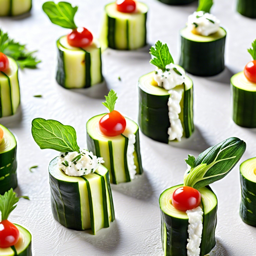 zucchini ribbon rolls with goat cheese