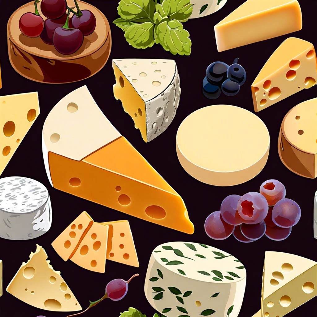 artisanal cheeses arranged by color