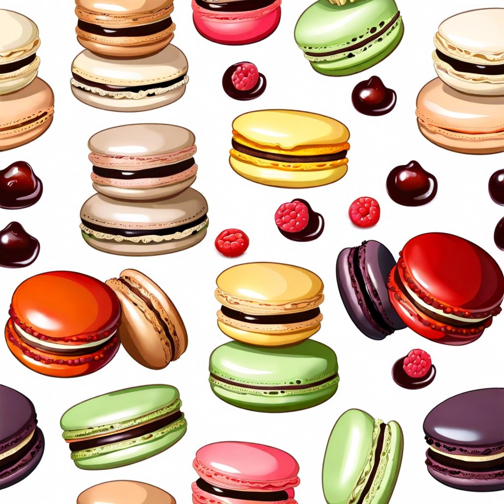 assorted macarons with fruit preserves