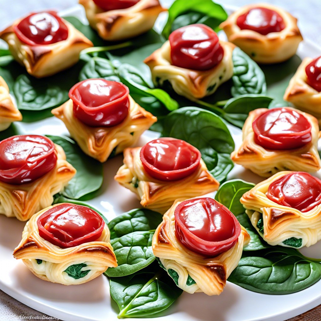 babybel cheese and spinach puff pastry bites