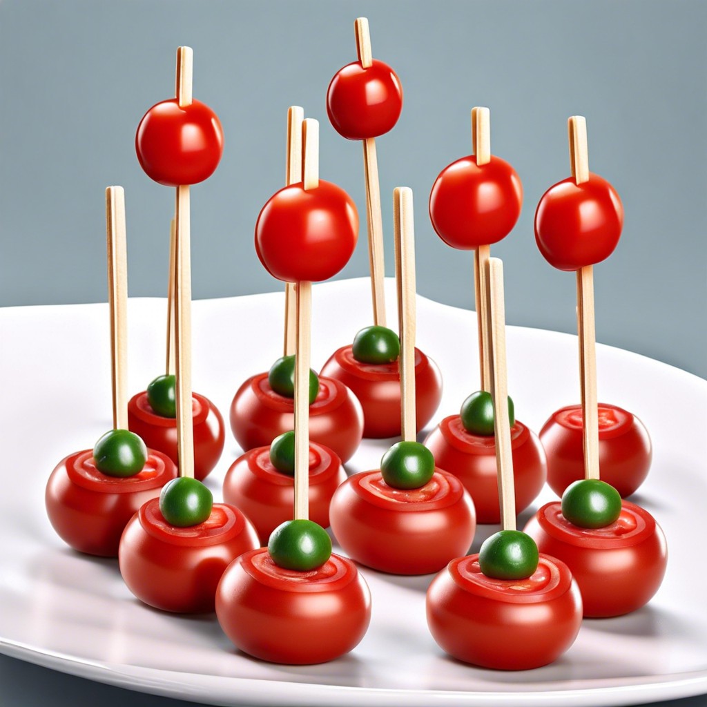 babybel cheese and tomato skewers