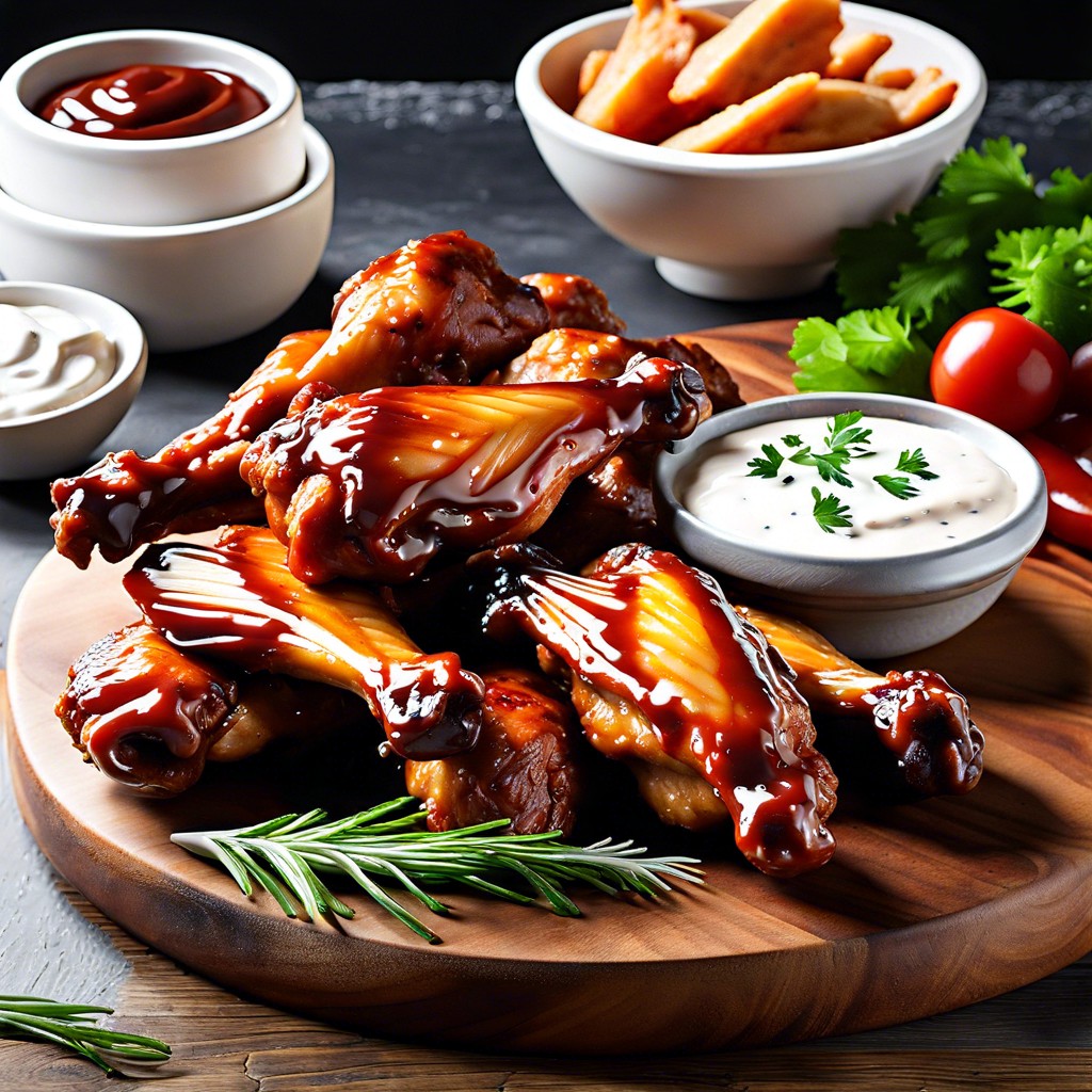 bbq chicken wings and ranch dip