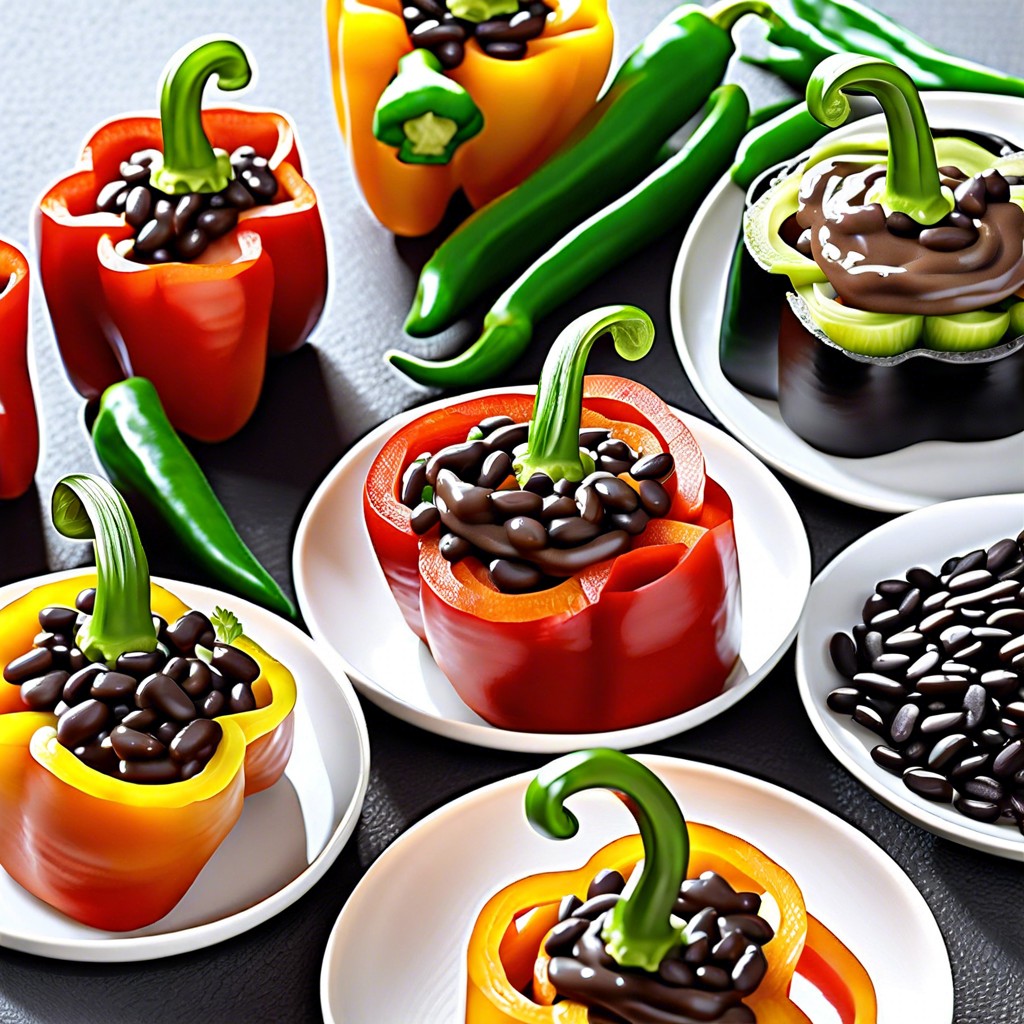 bell pepper rings with black bean dip