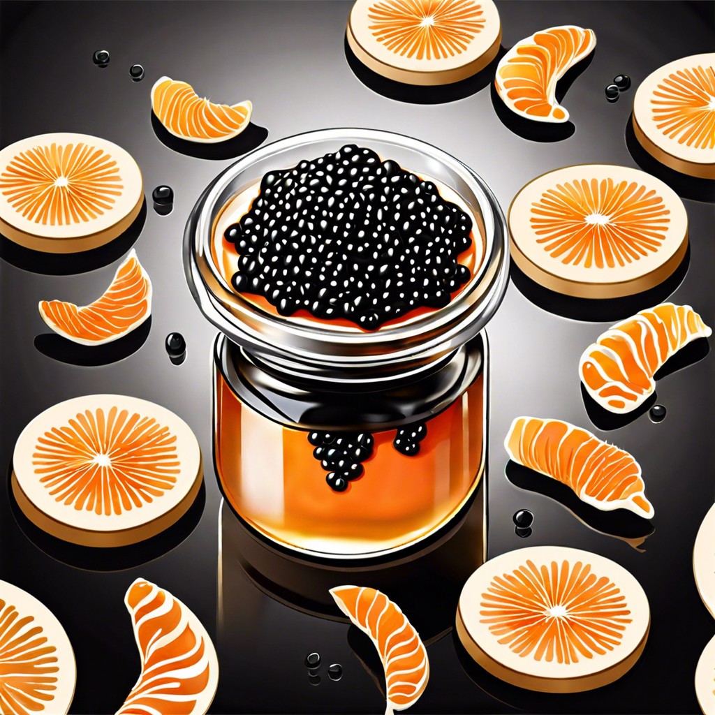 black caviar on blini