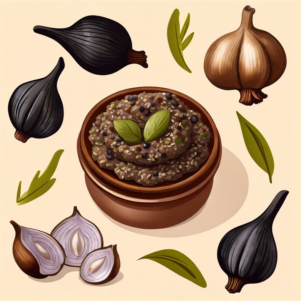 black garlic and olive tapenade