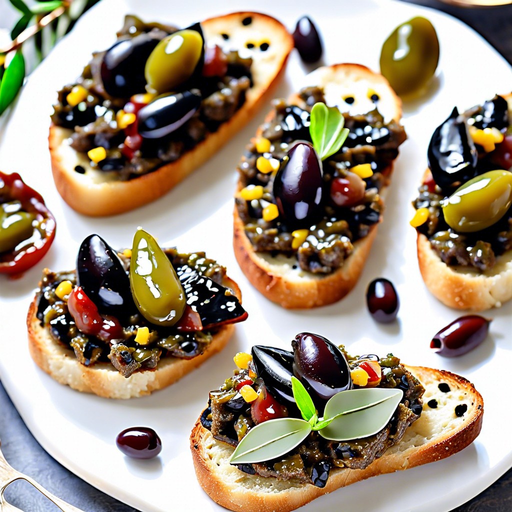 black olive tapenade crostini