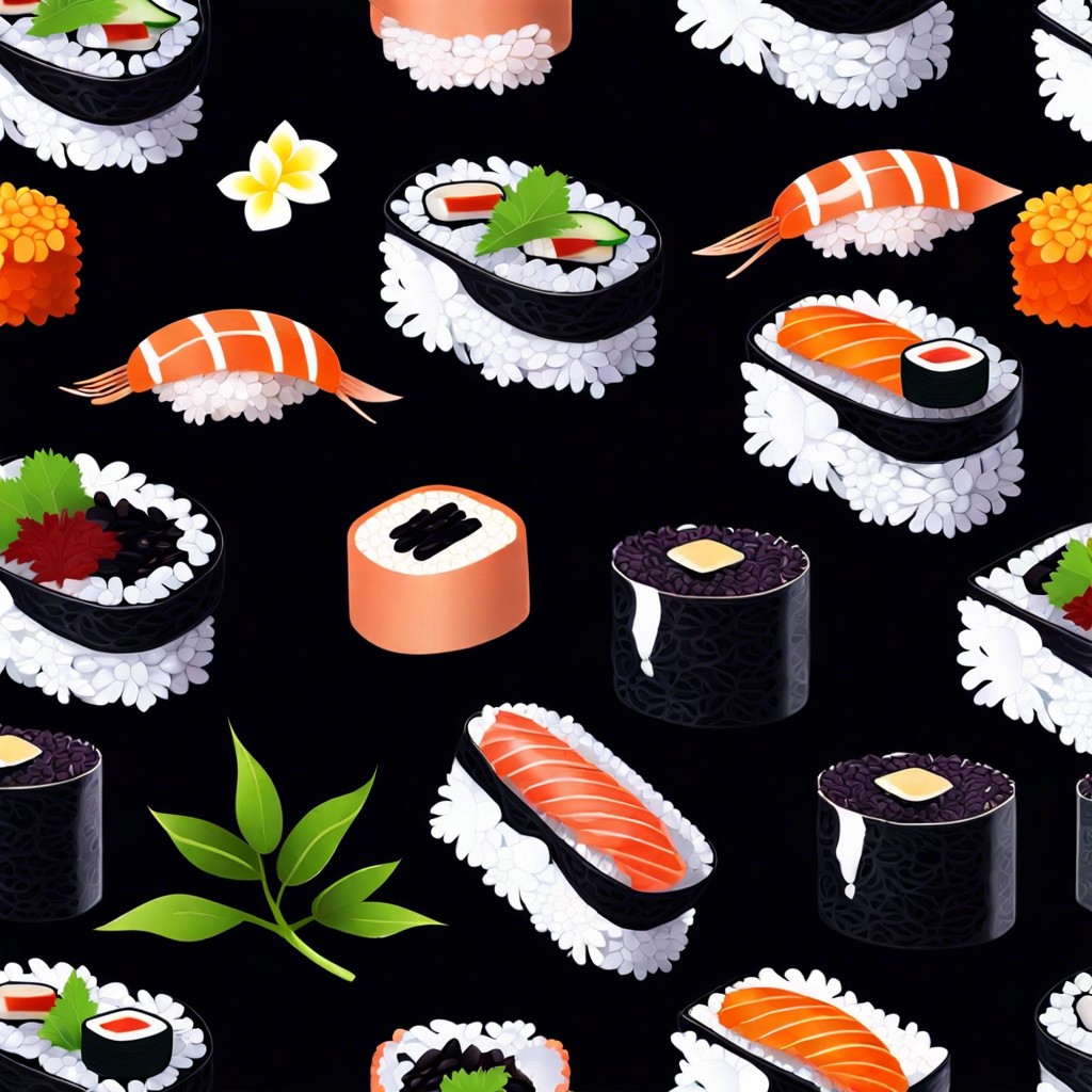 black rice sushi rolls