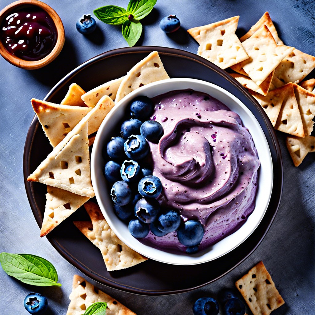 blueberry hummus with pita chips