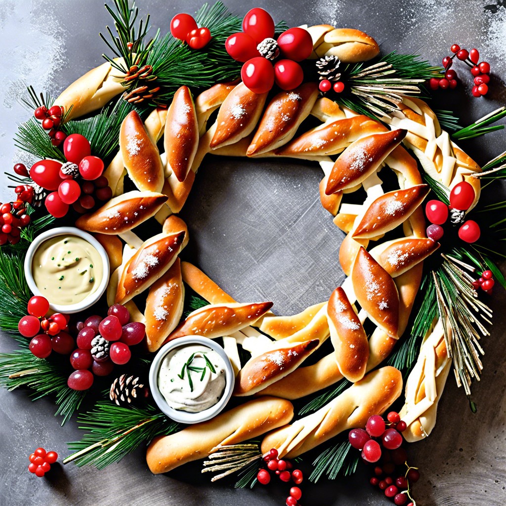 breadstick and dip wreath