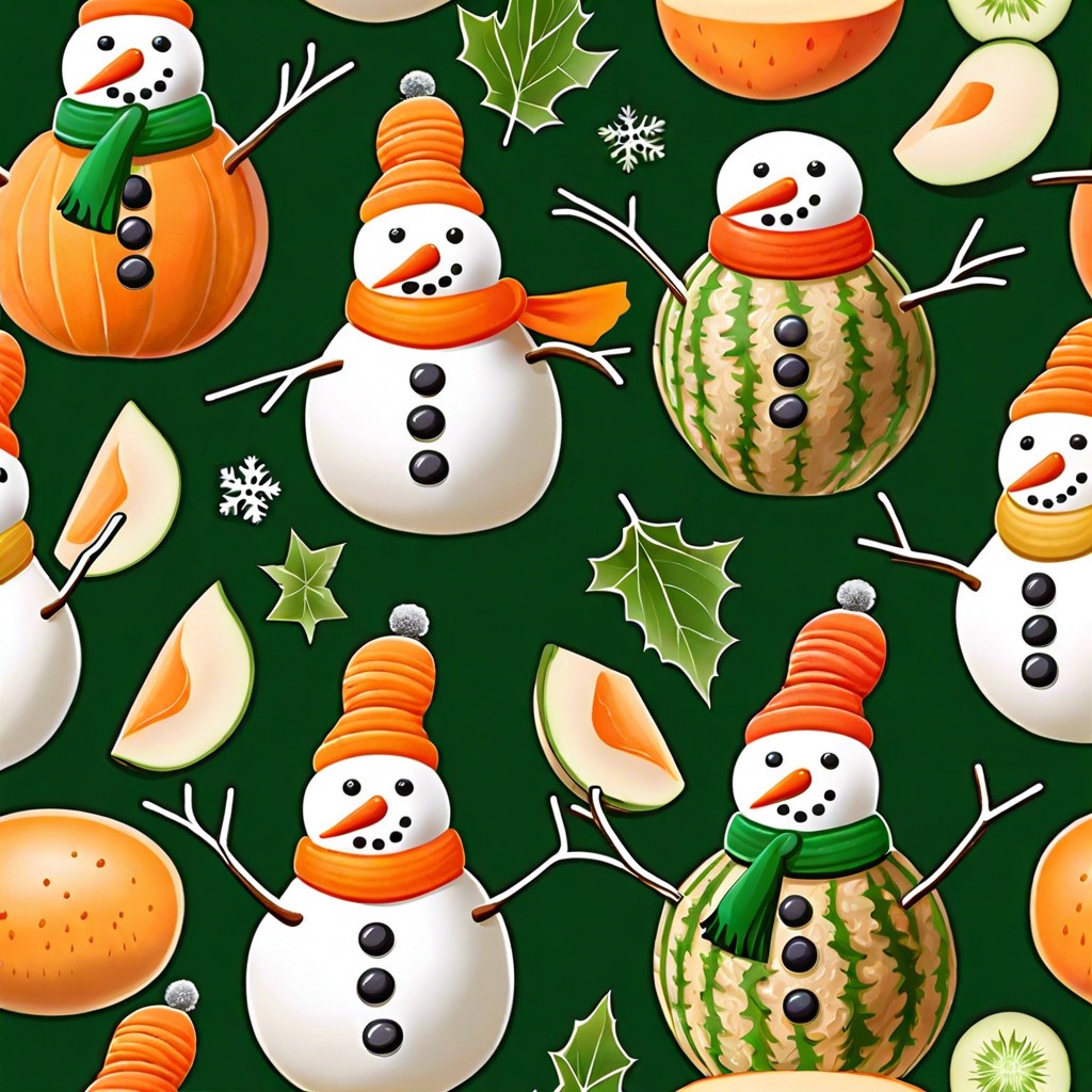 cantaloupe snowmen