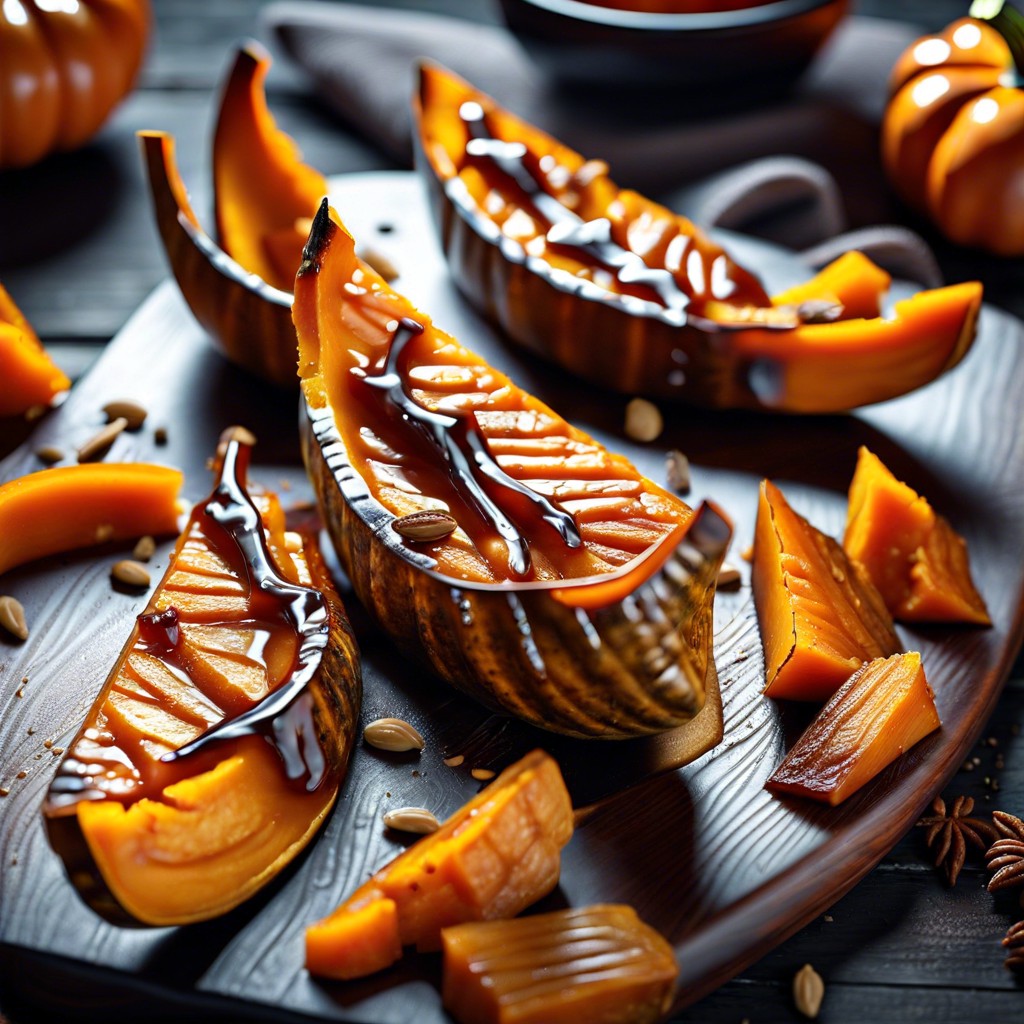 caramelized pumpkin wedges