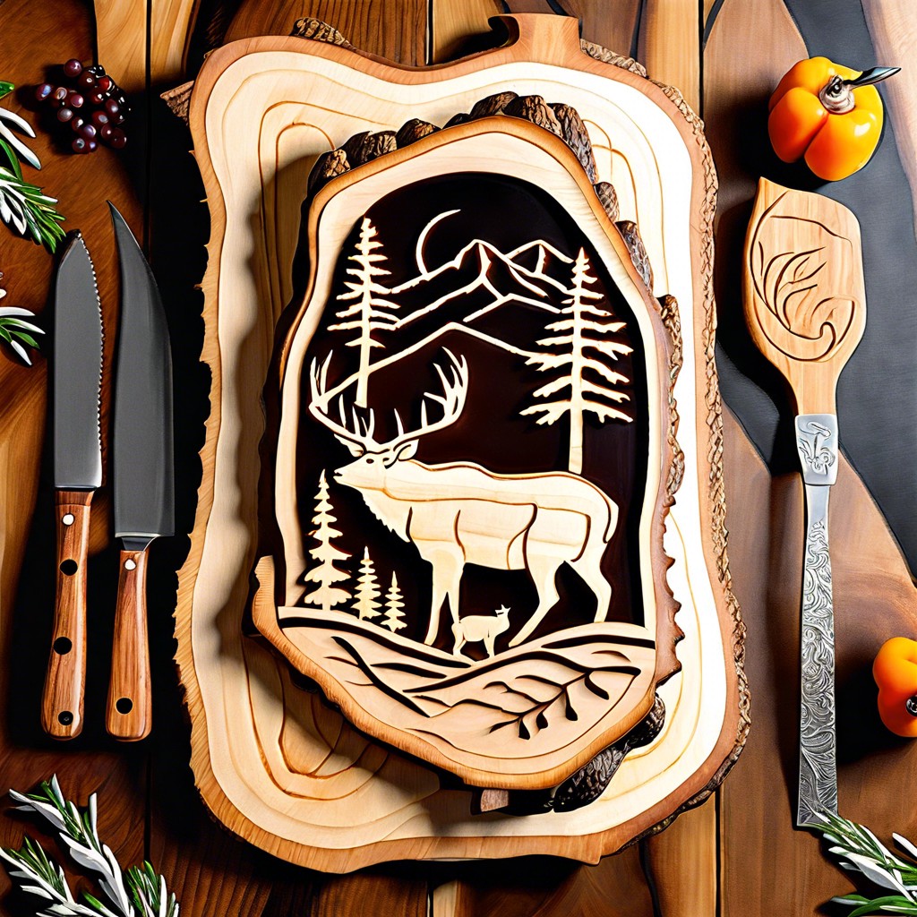 carved wildlife scene