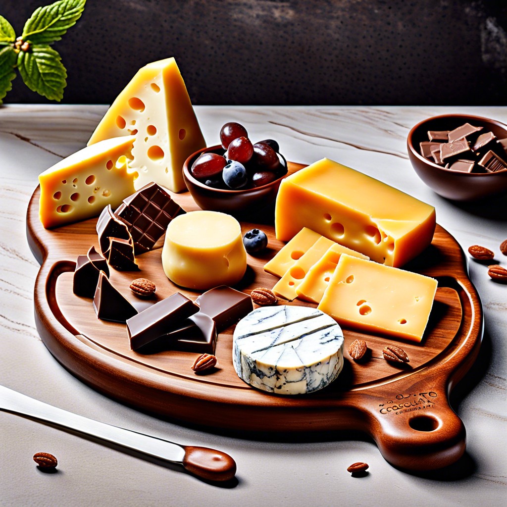 cheese and chocolate pairing board