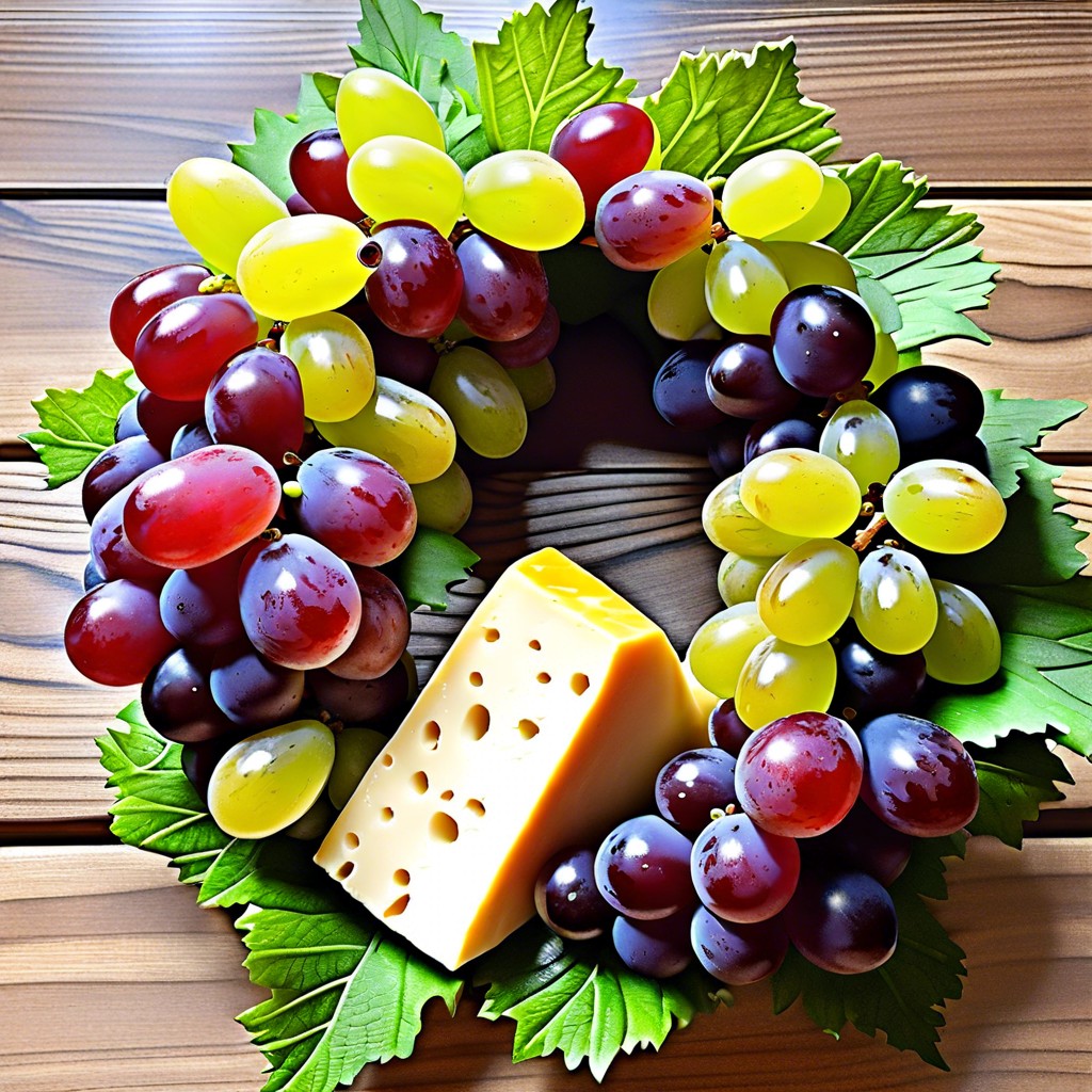 cheese and grape cluster wreath