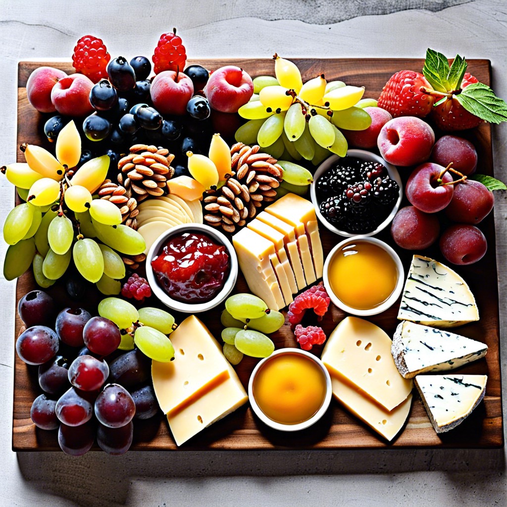 cheese pairings grapes apples figs and assorted cheese slices