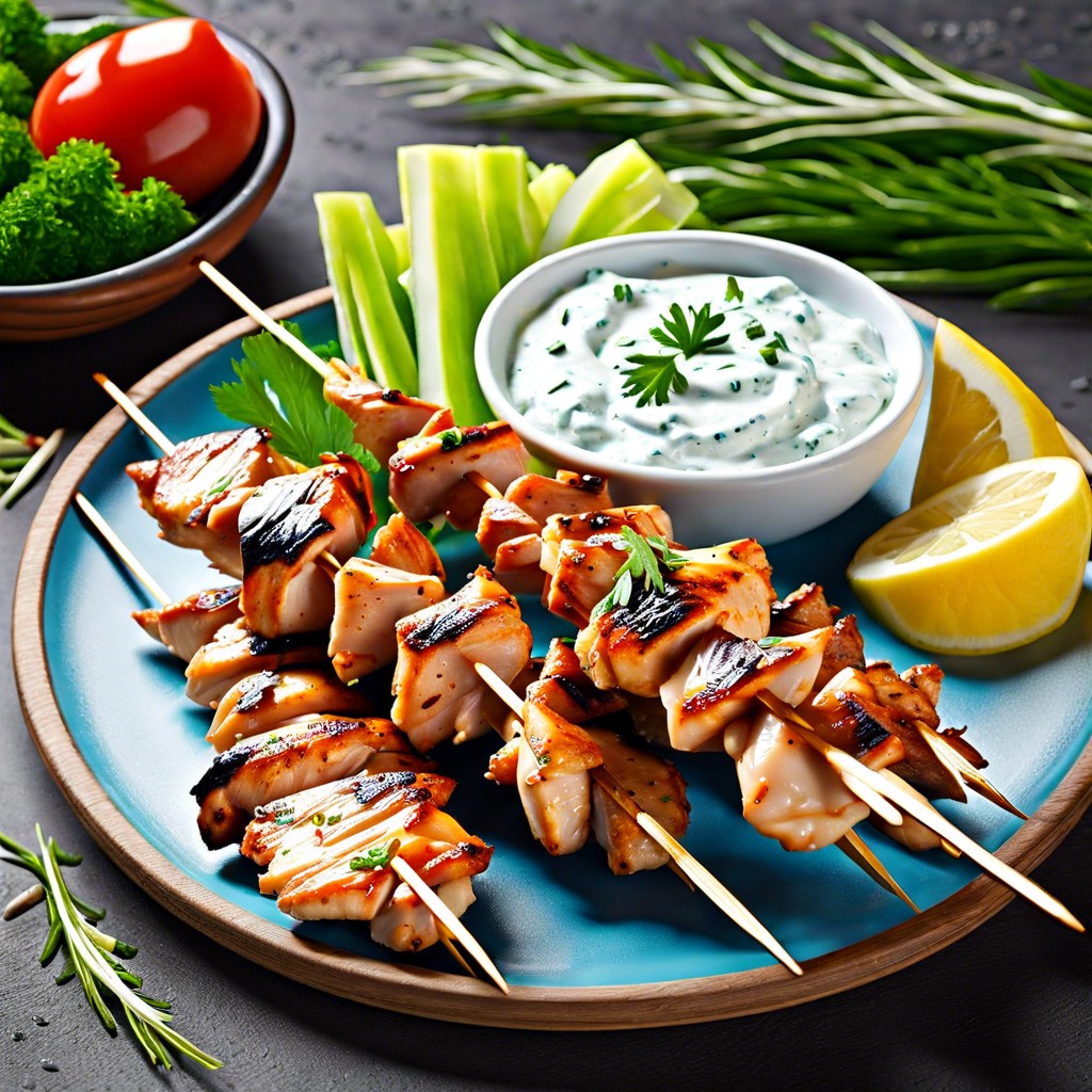 chicken breast skewers with tzatziki dip