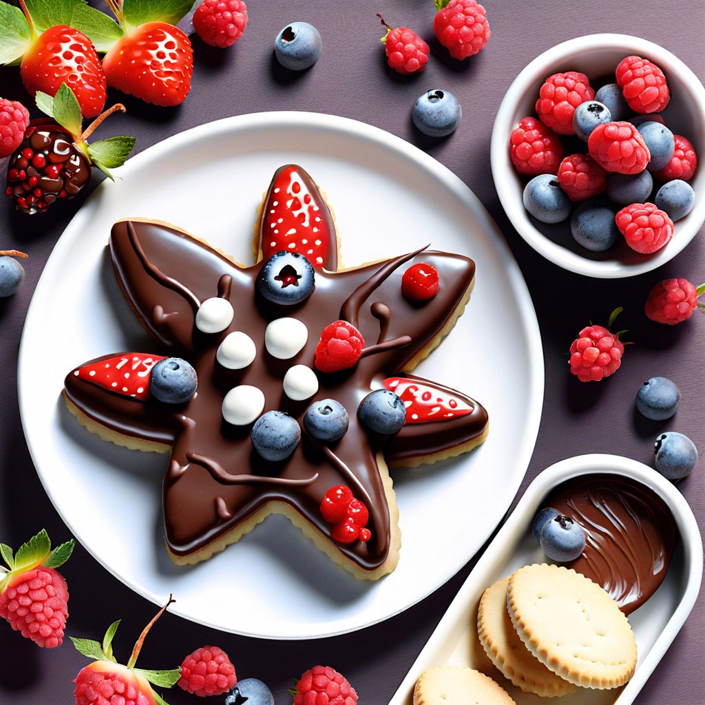 chocolate dipped shortbread with berries