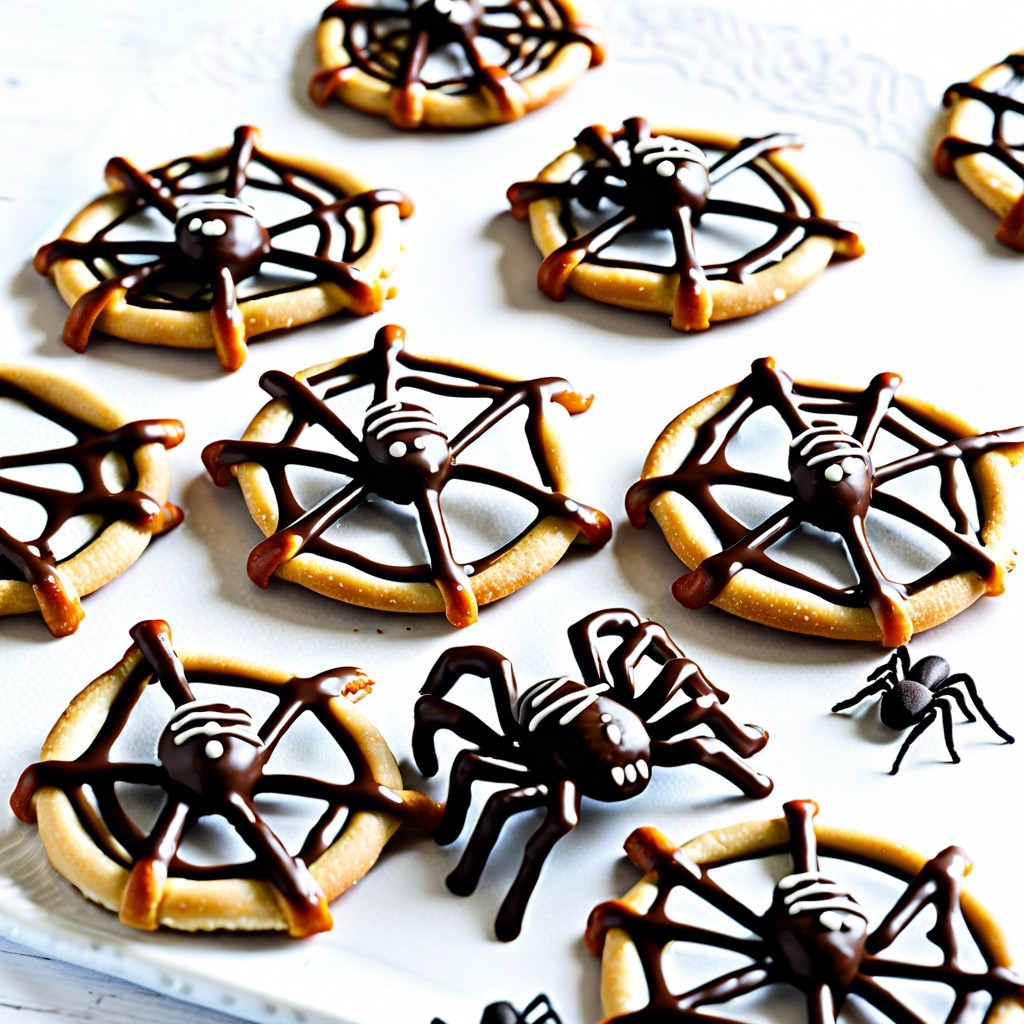 chocolate spider web pretzels