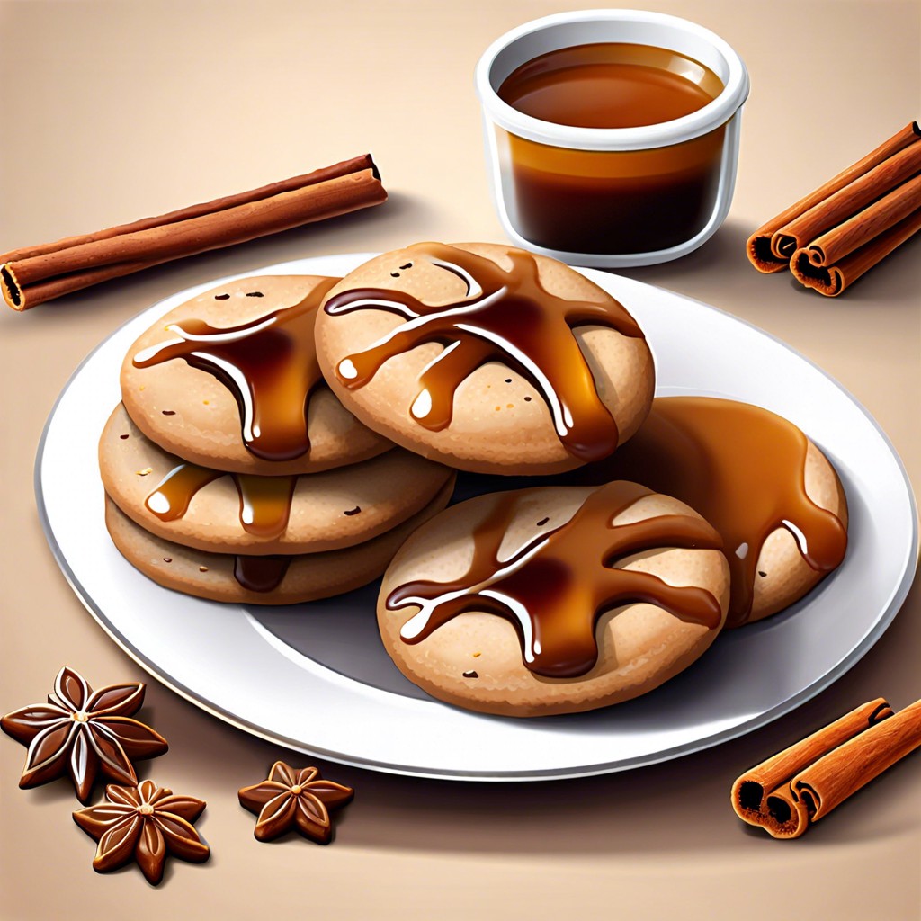 cinnamon cookies with caramel sauce