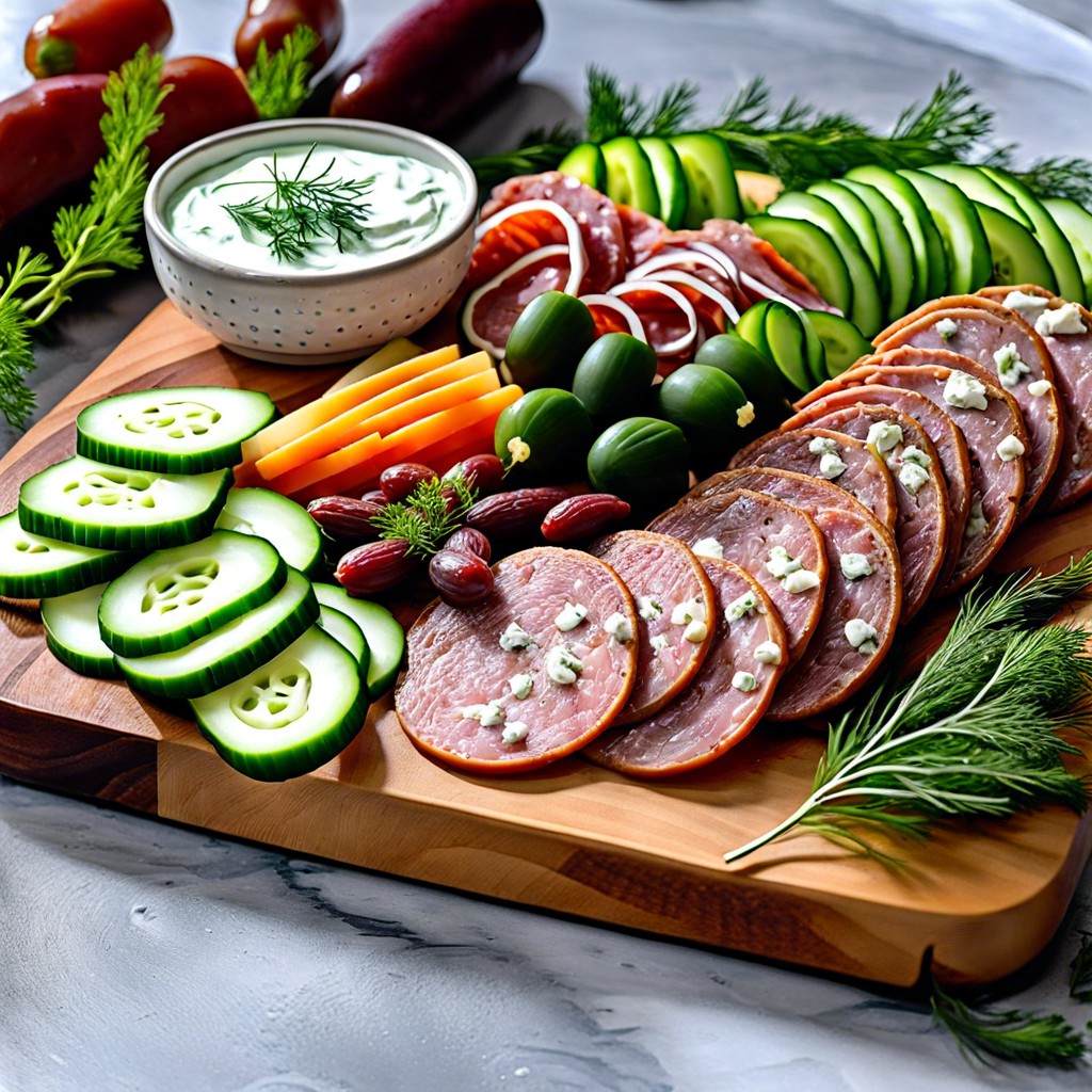 cucumber slices with dill cream cheese