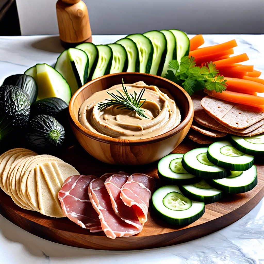 cucumber slices with hummus