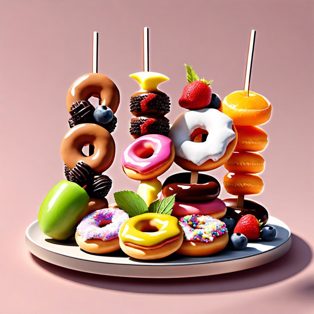 donut kebabs with fruit and marshmallows