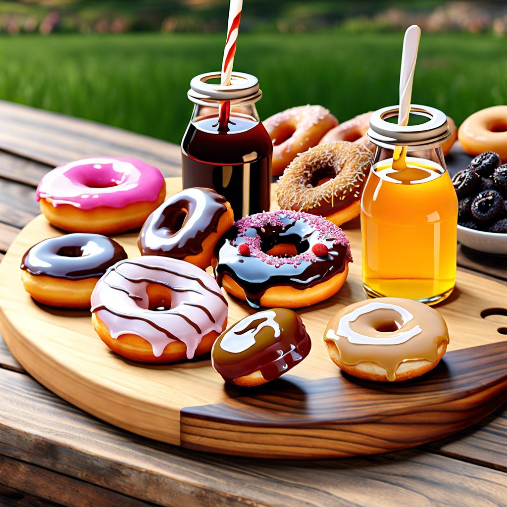 drizzled donuts with various syrups