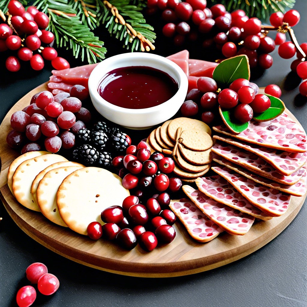 festive flair cranberry wrapped cheese turkey slices pecans crackers cranberry sauce