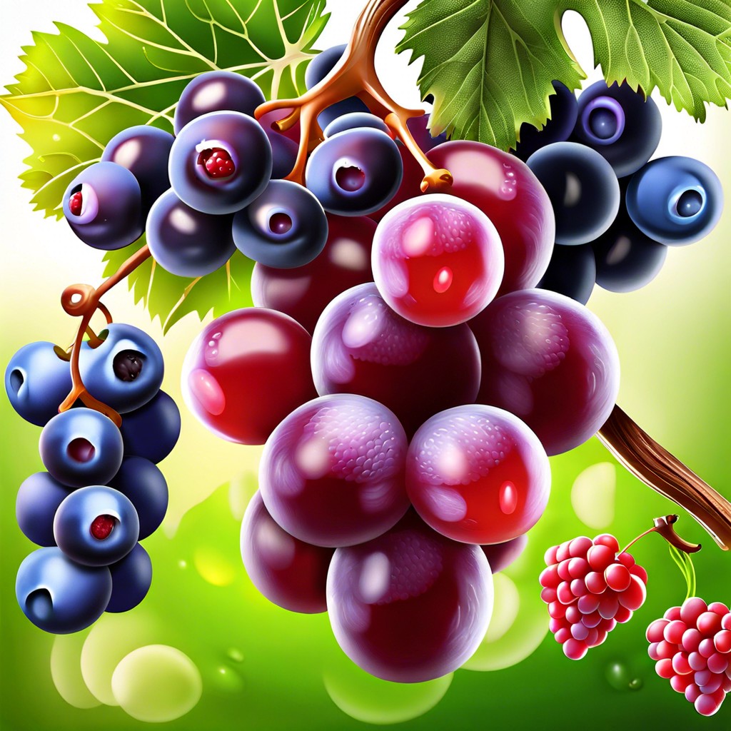 fresh berries and grapes