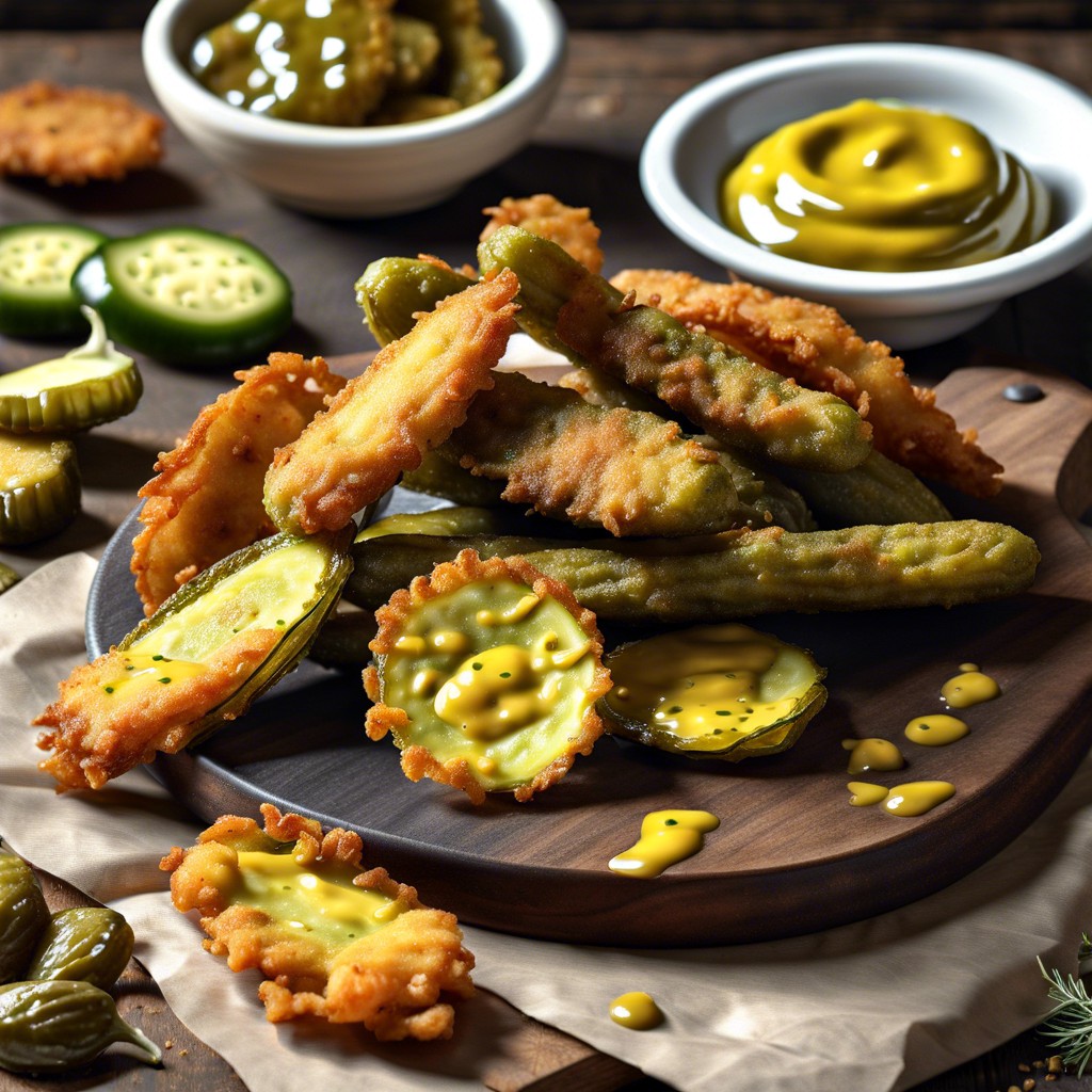 fried pickles and spicy mustard