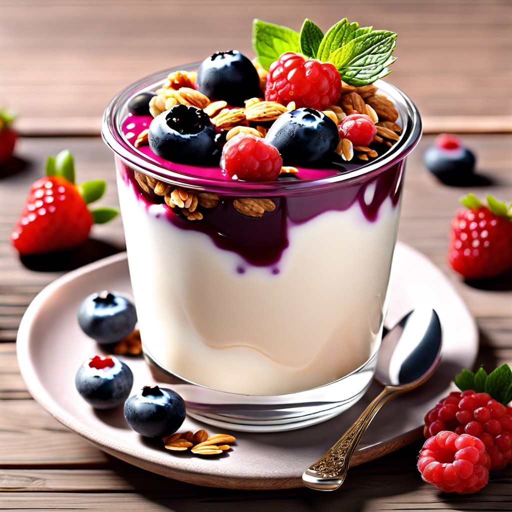 full fat yogurt with granola and berries