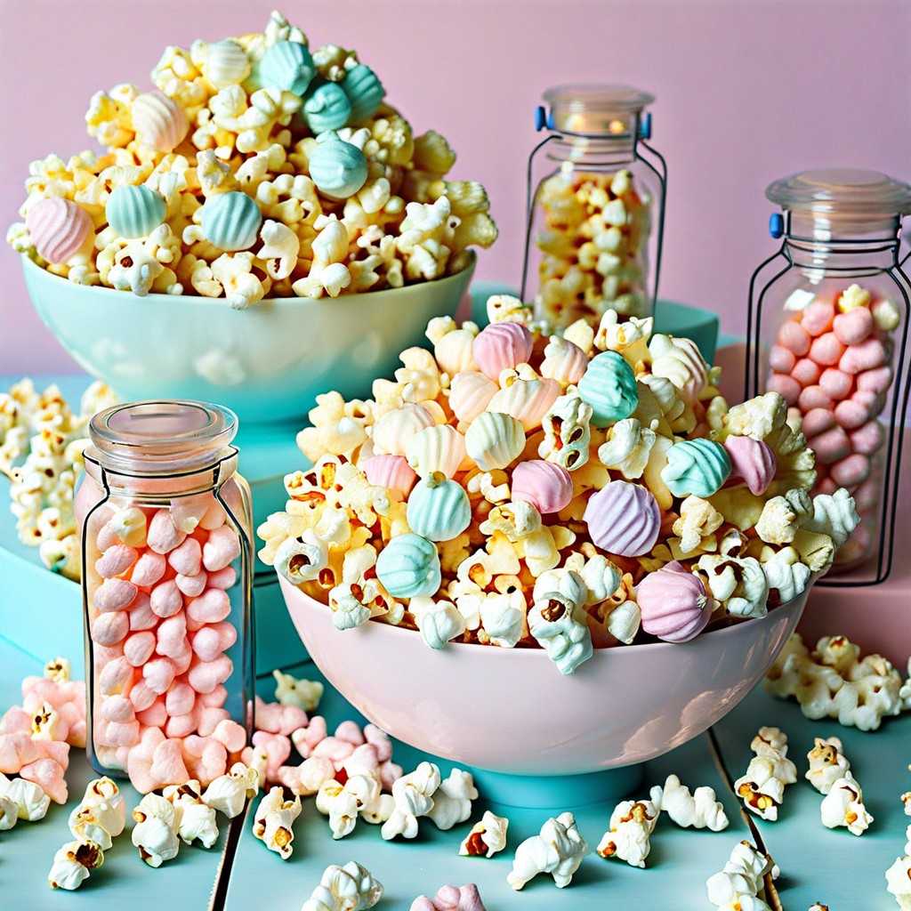 gourmet popcorn in pastel colors