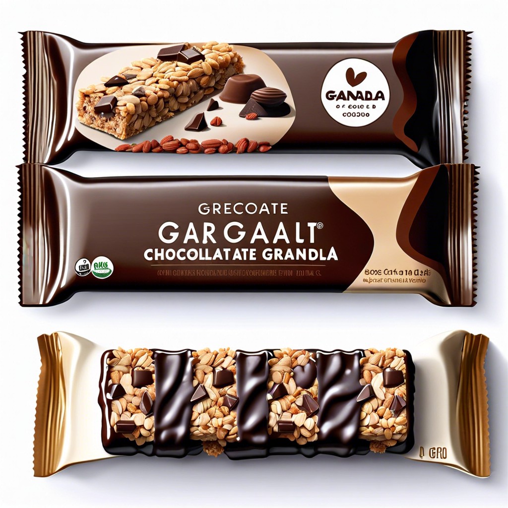 granola bars dipped in dark chocolate