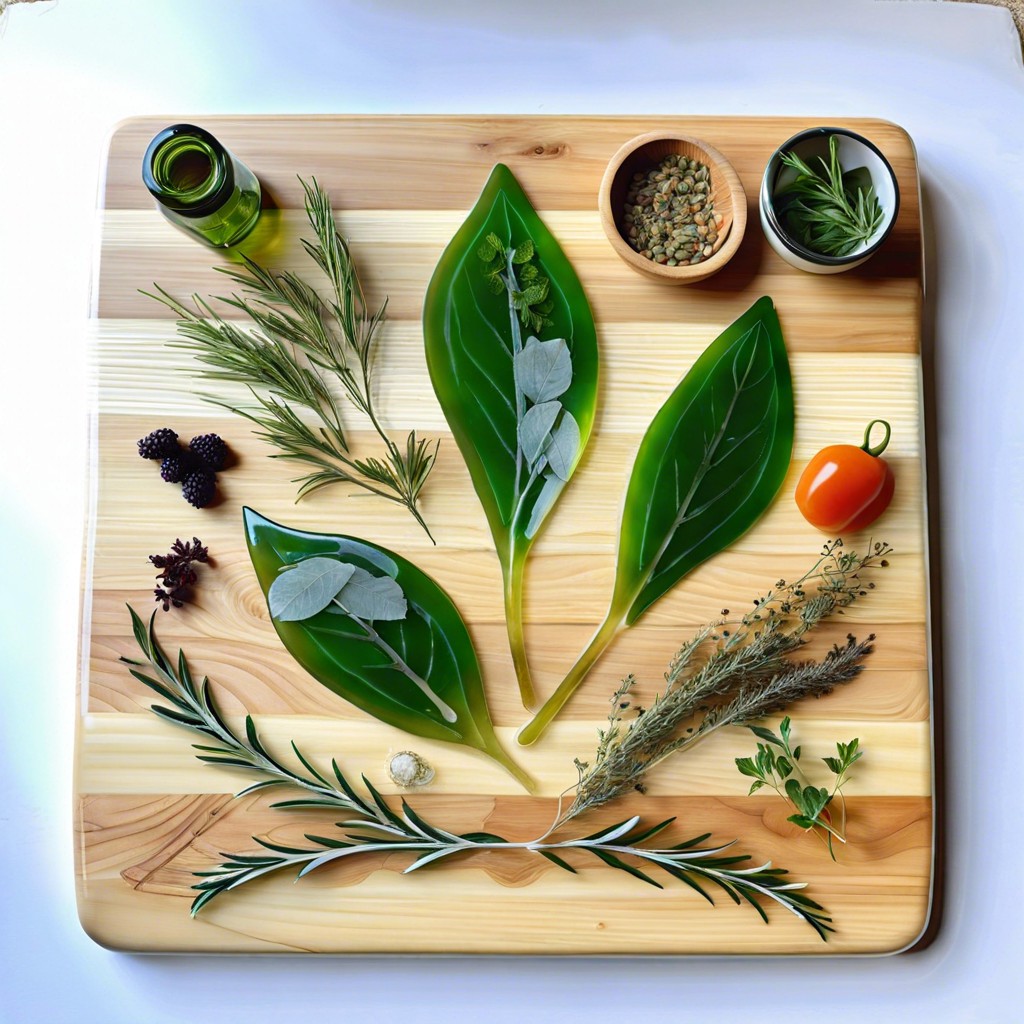 inlayed leaves and herbs