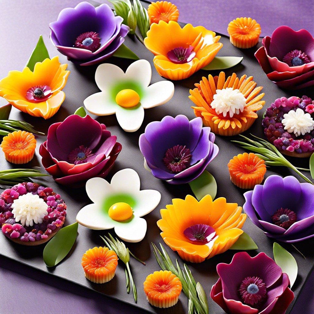 introduce edible flower garnish options for a unique touch