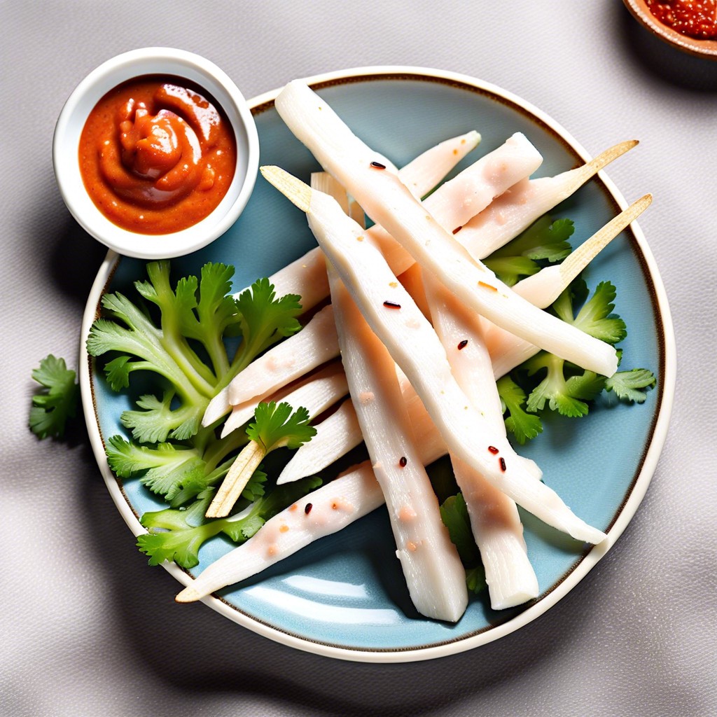 jicama sticks with spicy yogurt dip