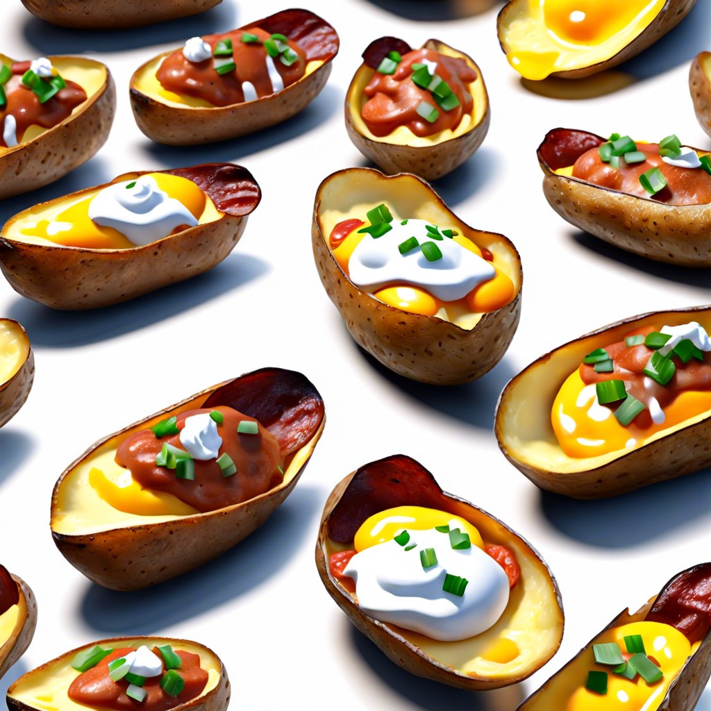 loaded potato skins and sour cream