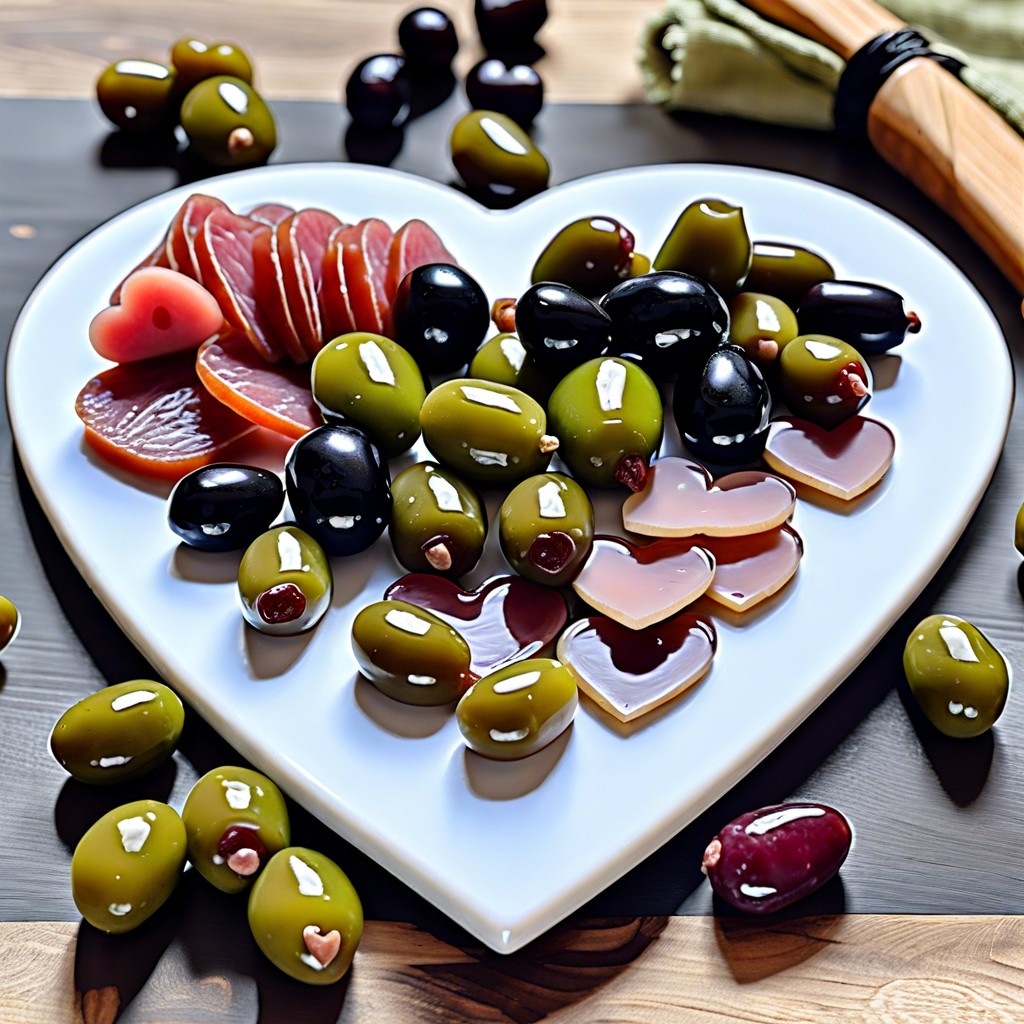 marinated heart shaped olives