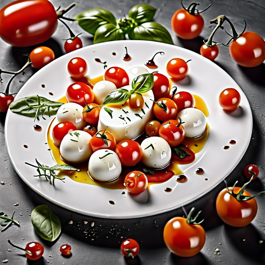 marinated mozzarella and cherry tomatoes