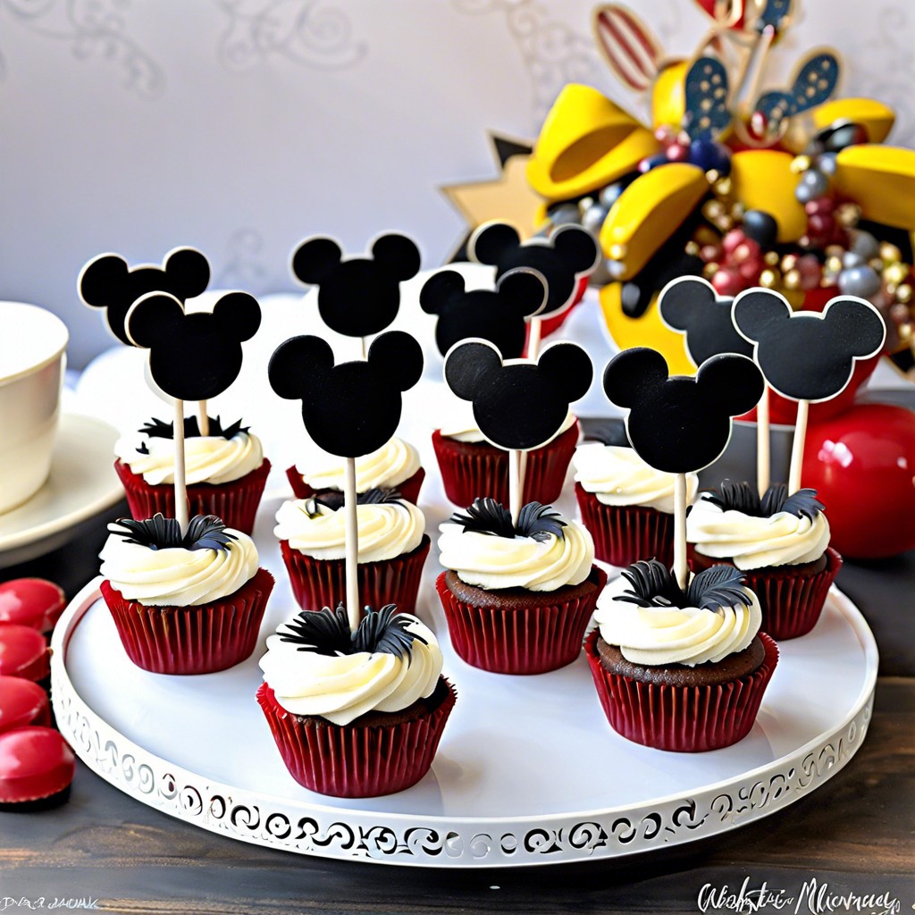 mini cupcakes with mickey toppers