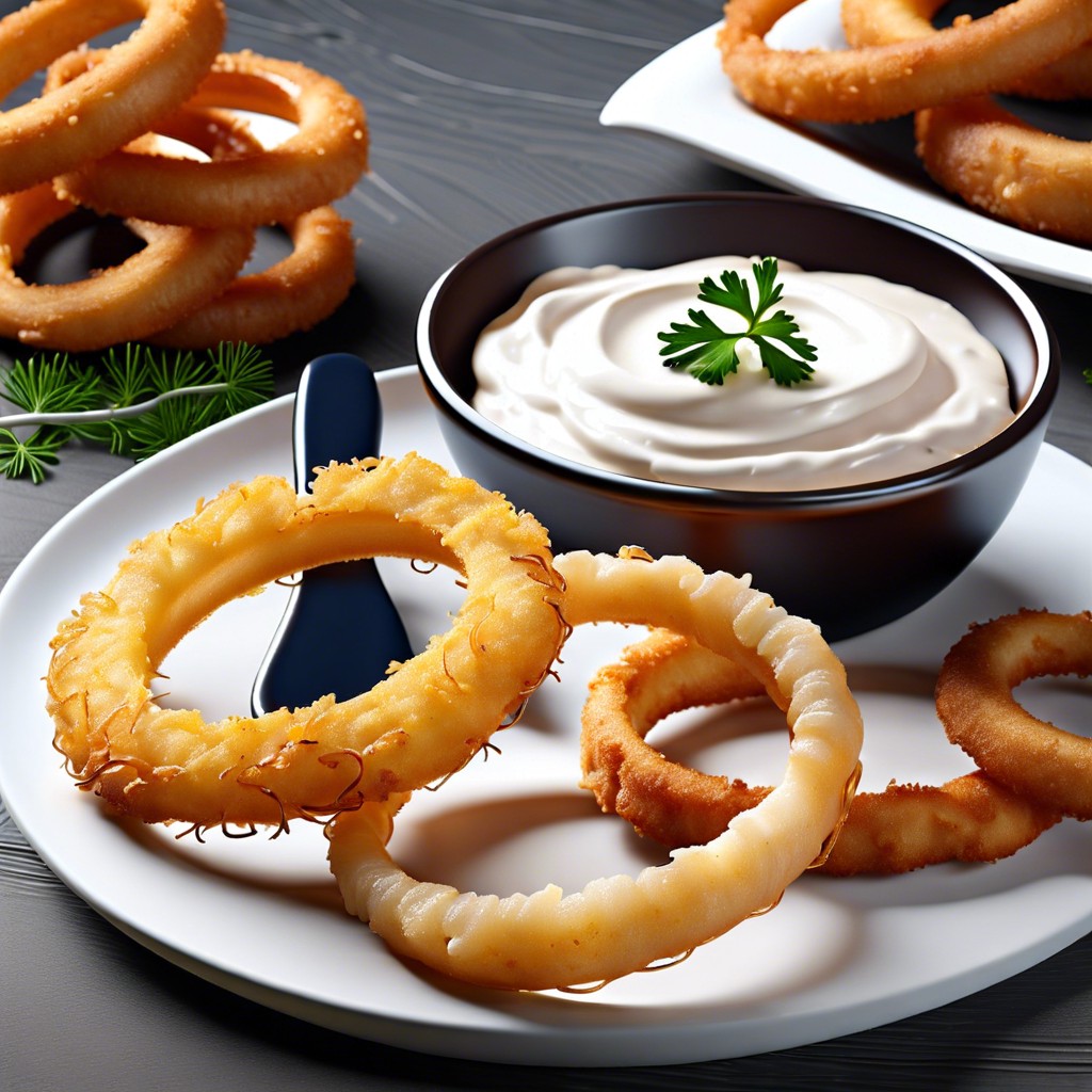 onion rings and ranch dip