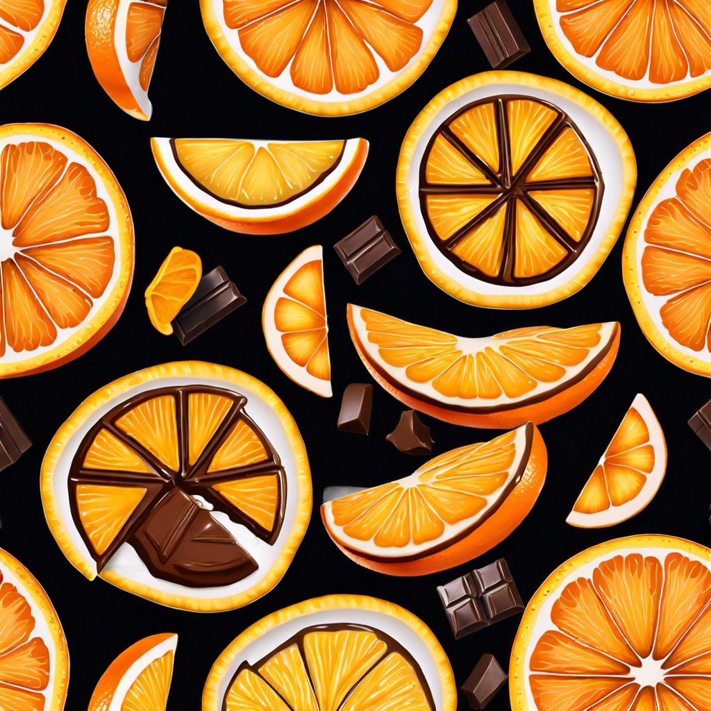 orange slices with dark chocolate chips