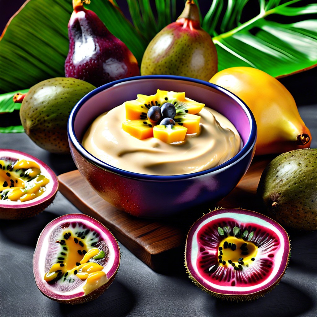 passion fruit dip with fresh fruit