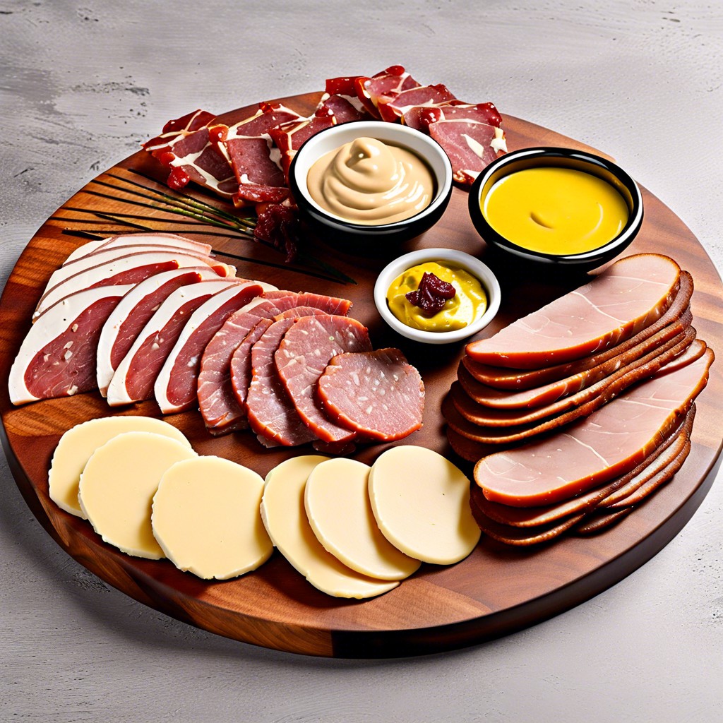 pastrami slices with mustard dip